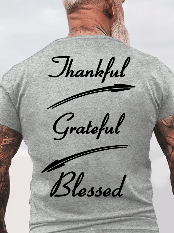 Thankful Grateful Blessed Jesus God Christian Cotton T-Shirt