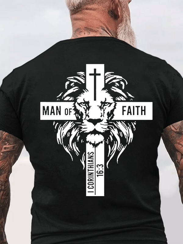 Man of Faith  Jesus God Christian Cotton T-Shirt