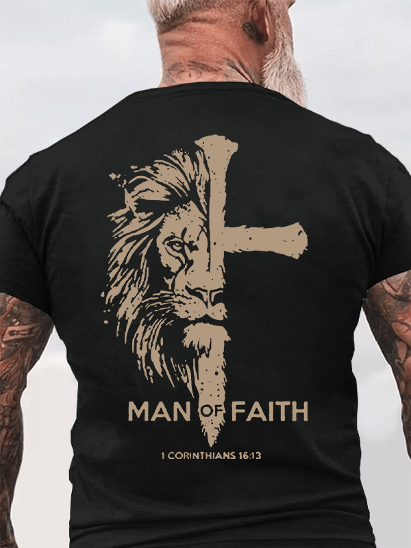 Man of Faith Jesus God Christian Cotton T-Shirt