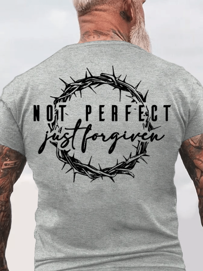 Not Perfect Just Forgiven Religious Jesus God Christian Cotton T-Shirt