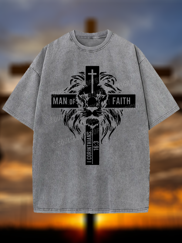Man of Faith Christian Washed T-Shirt