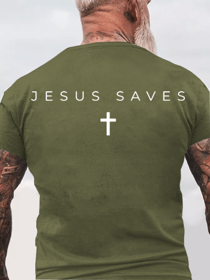 Jesus Saves Jesus God Christian Cotton T-Shirt