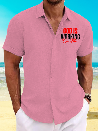 God Is Working On Me Jesus God Christian Short Sleeve Shirt