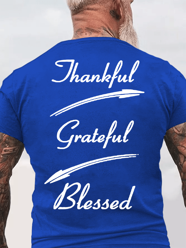 Thankful Grateful Blessed Jesus God Christian Cotton T-Shirt