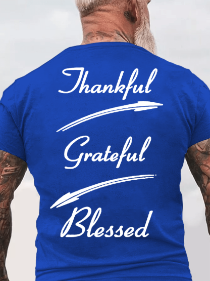 Thankful Grateful Blessed Jesus God Christian Cotton T-Shirt