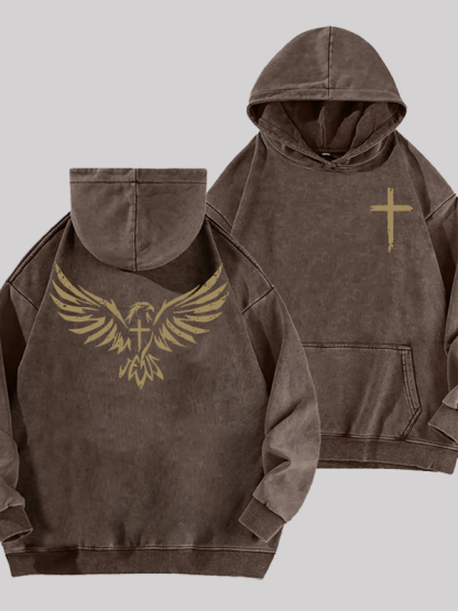 Wings Like Eagles Jesus God Christian Washed Hoodie