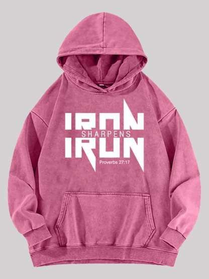 IRON SHARPENS IRON Proverbs 27:17 Jesus God Christian Washed Hoodie