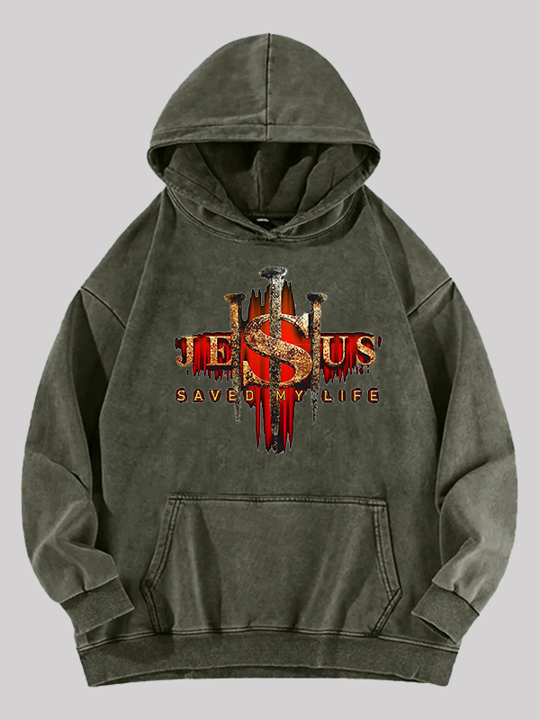 Jesus Saved My Life Jesus God Christian Washed Hoodie