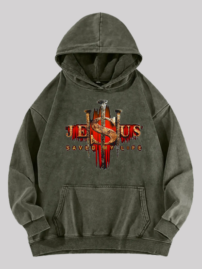 Jesus Saved My Life Jesus God Christian Washed Hoodie