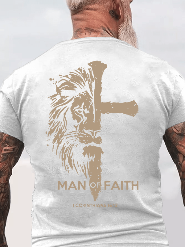 Man of Faith Jesus God Christian Cotton T-Shirt