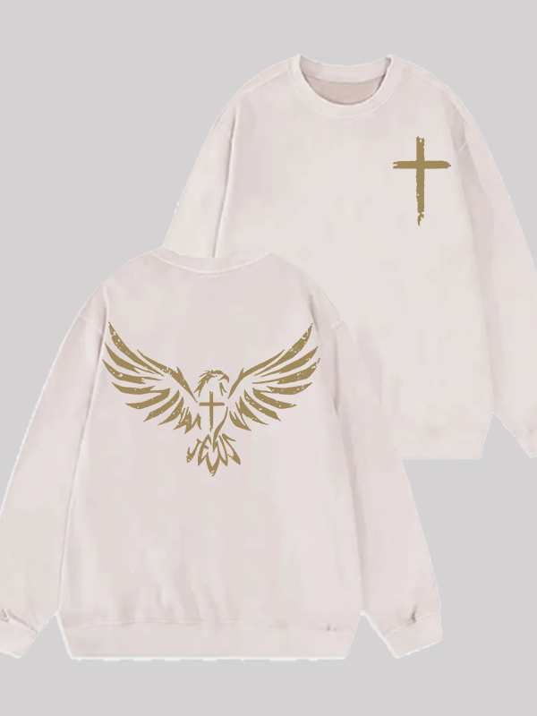 Wings Like Eagles Jesus God Christian Washed Sweatshirt