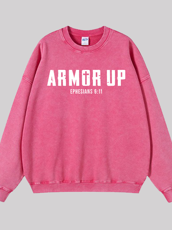 Armor Up Jesus God Christian Washed Sweatshirt