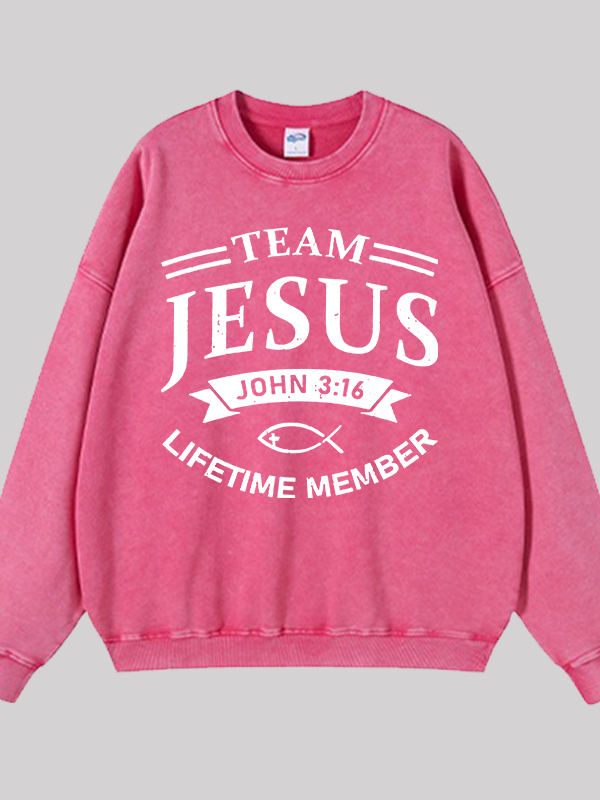 Jesus Team Jesus God Christian Washed Sweatshirt