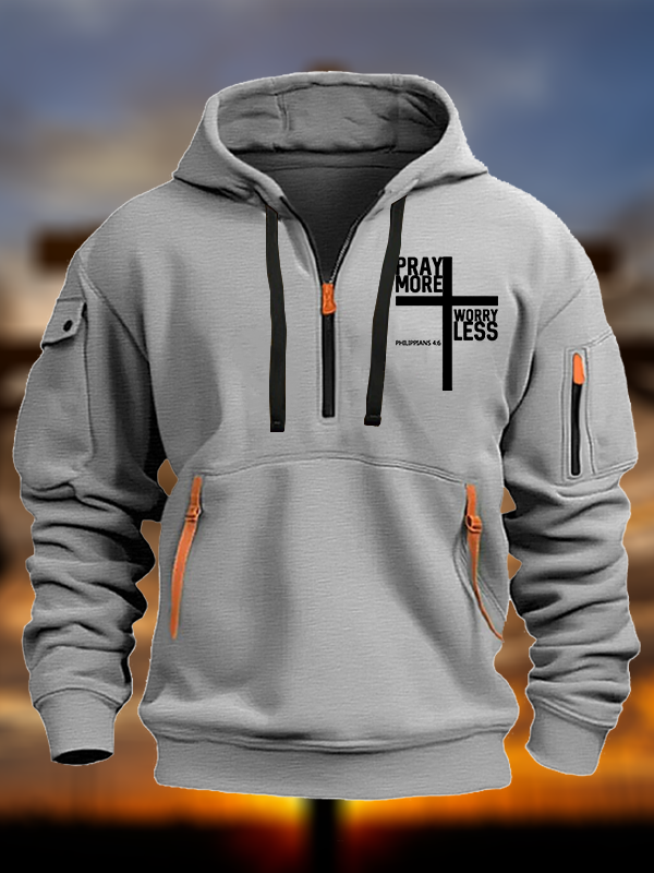Pray More Worry Less Bible Verse Jesus God Christian Zipper Hoodies