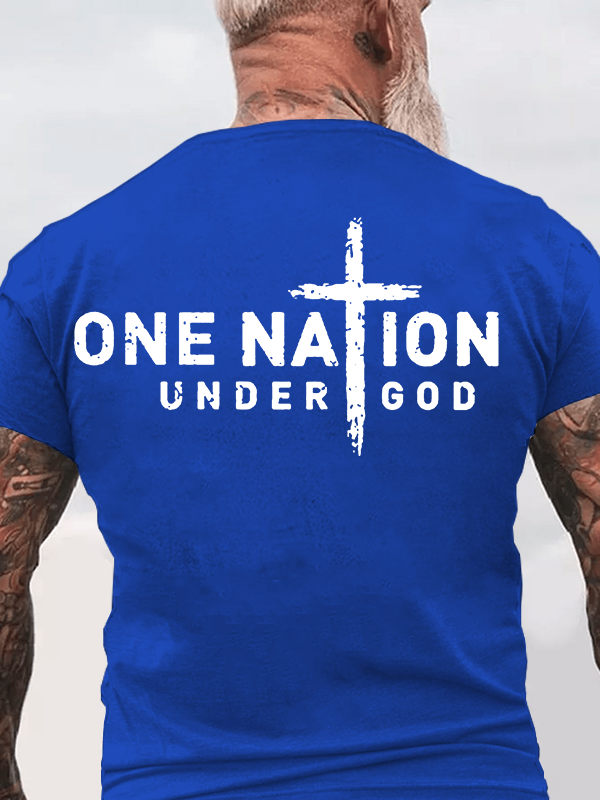 One Nation Under God Cross Jesus God Christian Cotton T-Shirt
