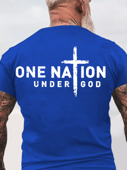 One Nation Under God Cross Jesus God Christian Cotton T-Shirt