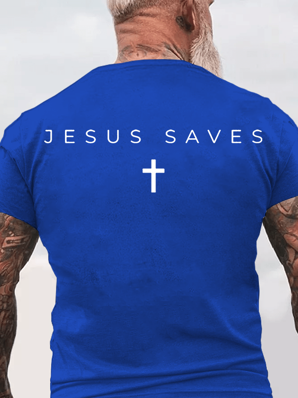 Jesus Saves Jesus God Christian Cotton T-Shirt