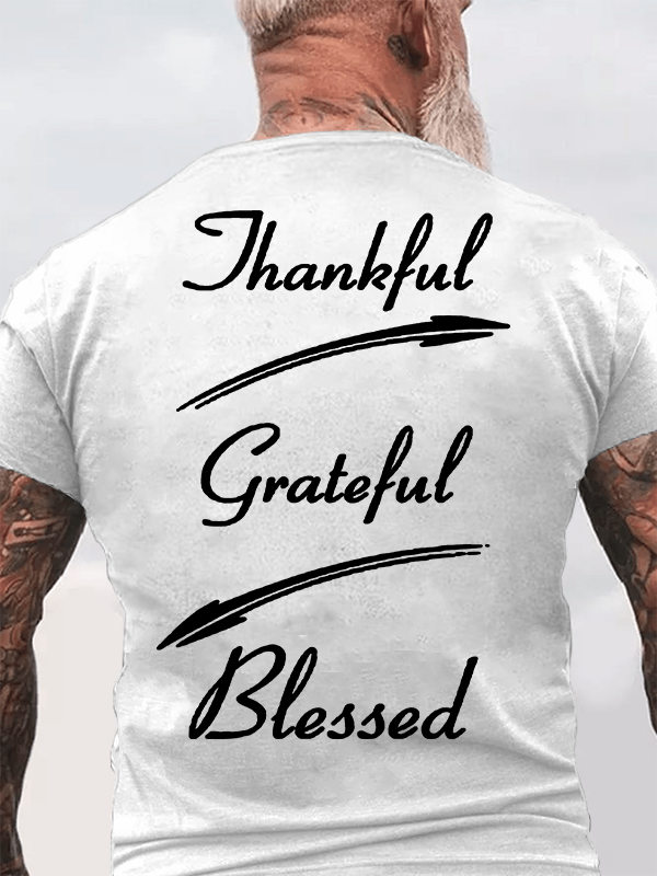 Thankful Grateful Blessed Jesus God Christian Cotton T-Shirt