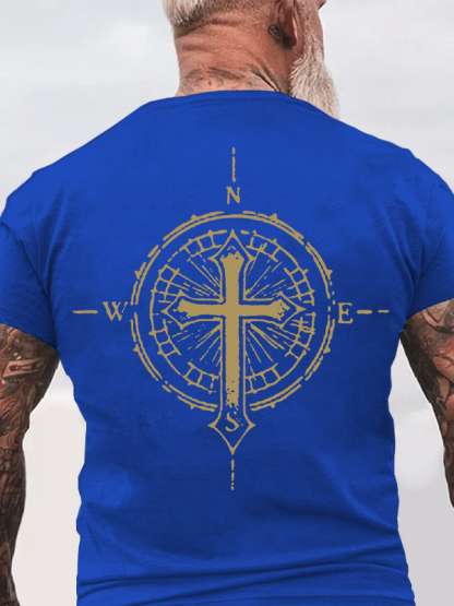 Cross Compass Jesus God Christian Cotton T-Shirt