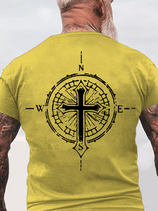 Cross Compass Jesus God Christian Cotton T-Shirt