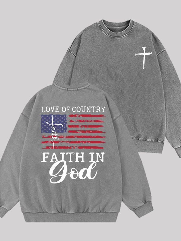 Faith In God Jesus God Christian Washed Sweatshirt