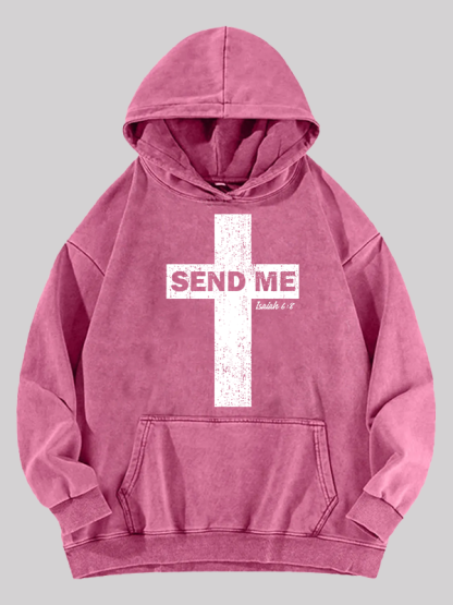 Send Me Isaiah 6:8 Jesus God Christian Washed Hoodie