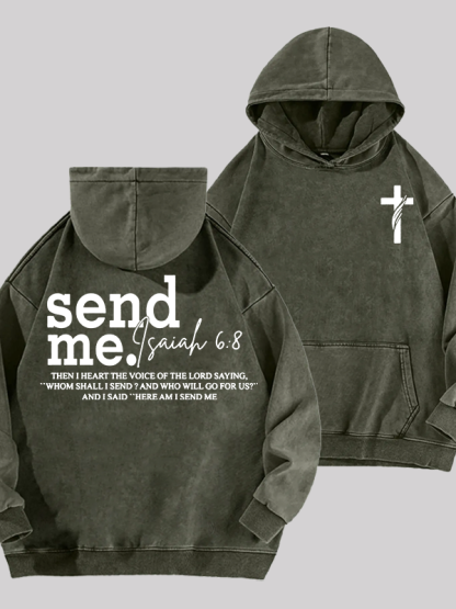 Send Me Isaiah 6:8 Jesus God Christian Washed Hoodie