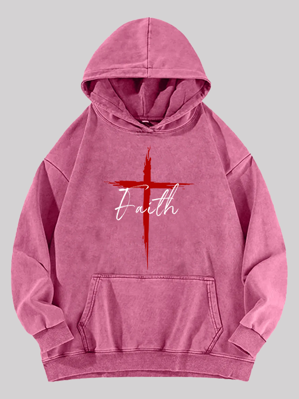 Faith Jesus God Christian Washed Hoodie