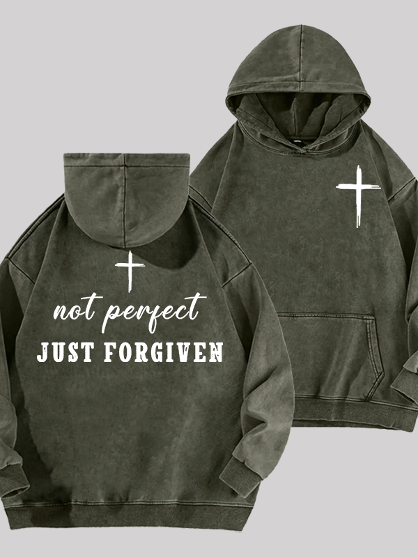 Not Perfect Just Forgiven Jesus God Christian Washed Hoodie