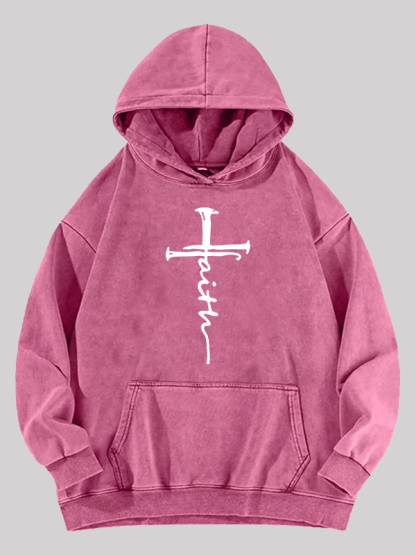 Cross  Jesus God Christian Washed Hoodie
