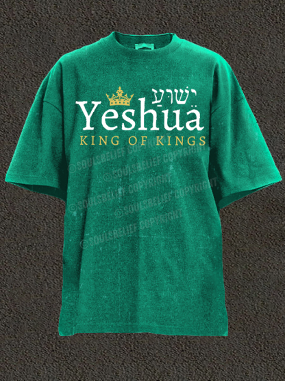 Yeshua King Of Kings  Christian Washed T-Shirt