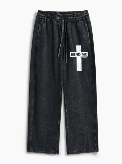 Send Me Isaiah 6:8 Jesus God Christian Washed Sweatpants