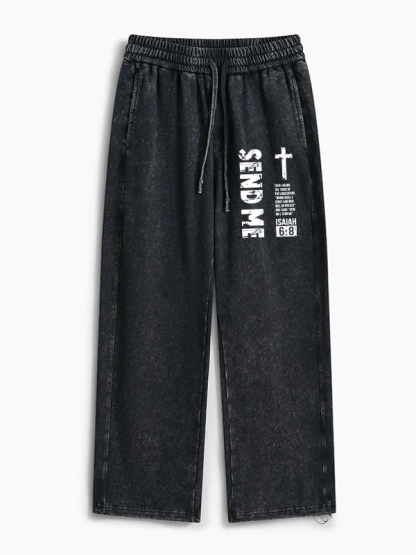 Send Me Isaiah 6:8 Jesus God Christian Washed Sweatpants
