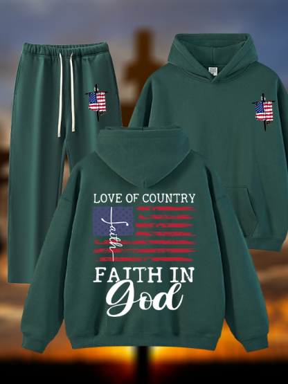 Faith In God Jesus God Christian Plush Fleece-Lined Hoodie Set