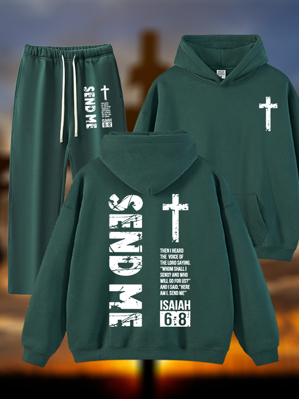 Send Me Isaiah 6:8 Jesus God Christian Plush Fleece-Lined Hoodie Set