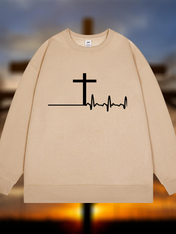 ECG Cross Jesus God Christian Sweatshirt