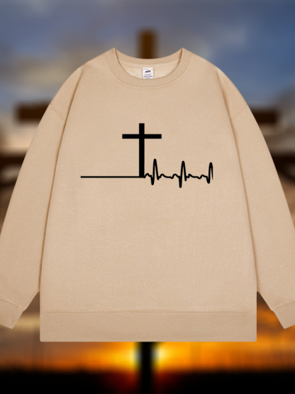 ECG Cross Jesus God Christian Sweatshirt