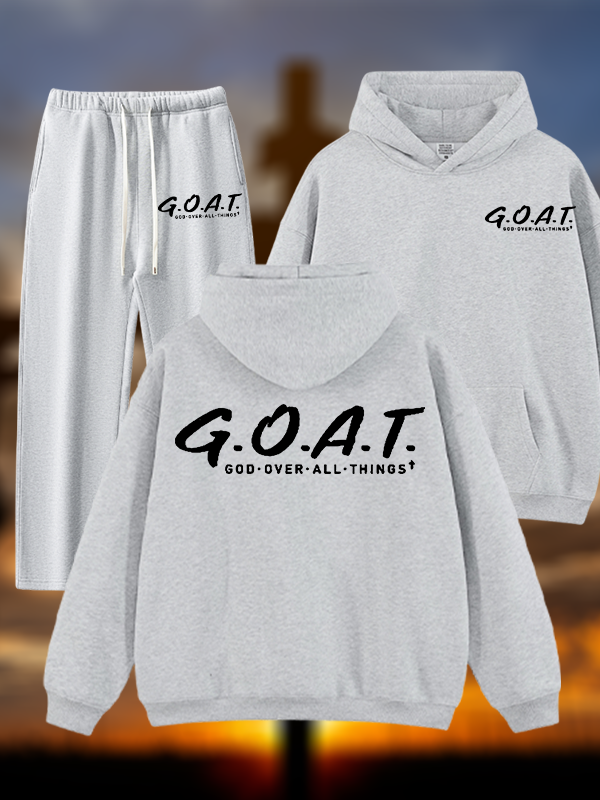 God Over All Things Jesus God Christian Plush Fleece-Lined Hoodie Set