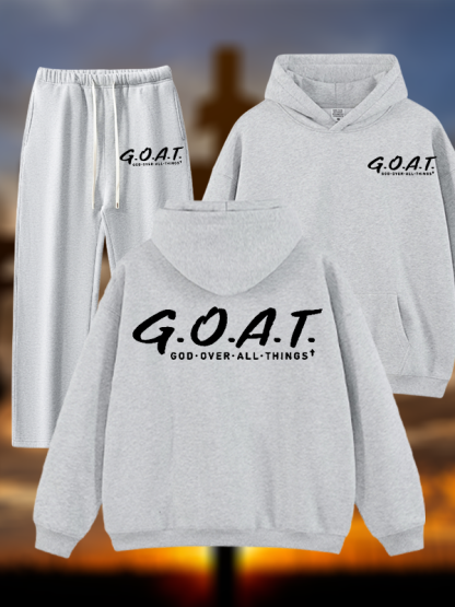 God Over All Things Jesus God Christian Plush Fleece-Lined Hoodie Set