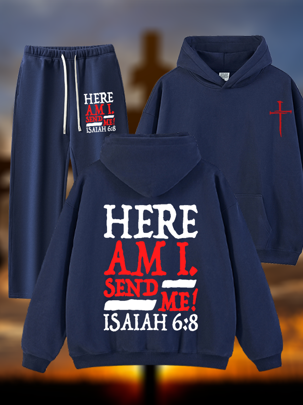 Isaiah 6:8 Send Me! Jesus God Christian Plush Fleece-Lined Hoodie Set