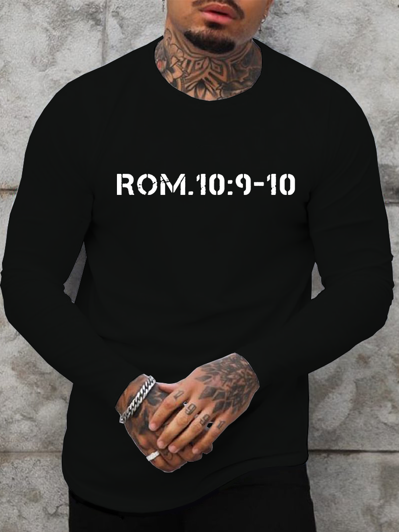 Romans 10:9-10 Jesus God  Christian Cotton Long Sleeve T-Shirt