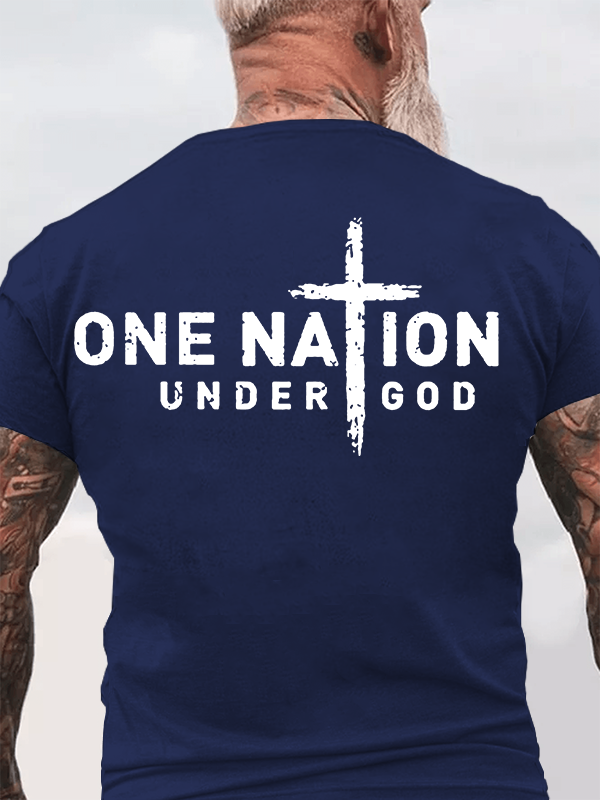 One Nation Under God Cross Jesus God Christian Cotton T-Shirt