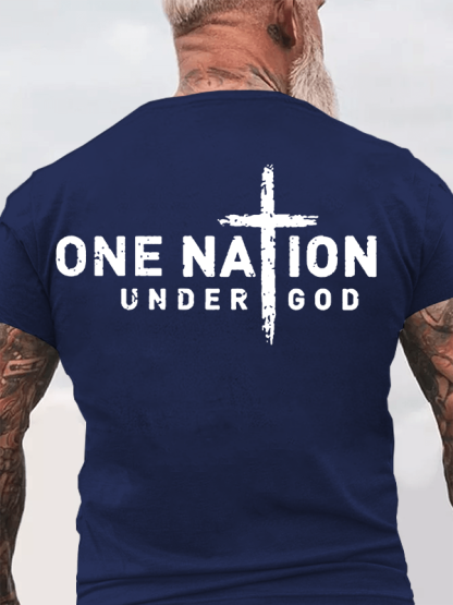 One Nation Under God Cross Jesus God Christian Cotton T-Shirt