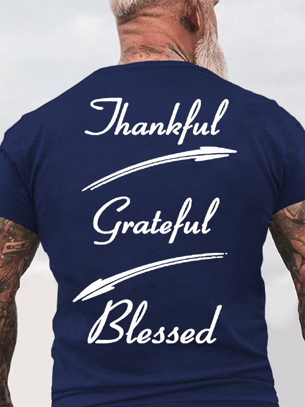 Thankful Grateful Blessed Jesus God Christian Cotton T-Shirt