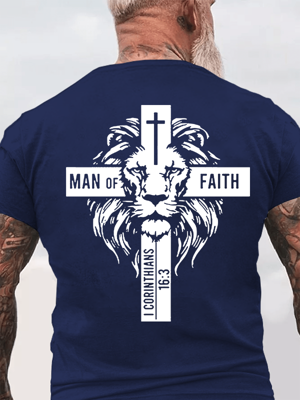 Man of Faith  Jesus God Christian Cotton T-Shirt
