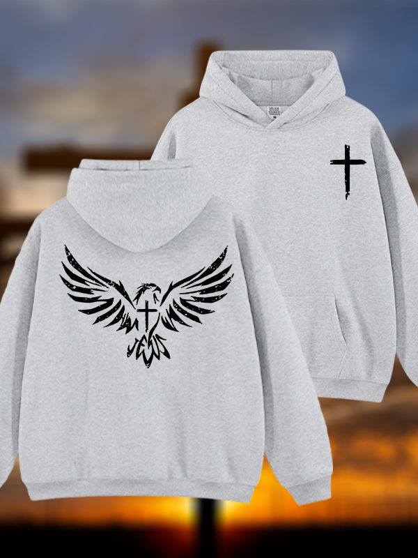Wings Like Eagles Jesus God Christian Plush Fleece-Lined Hoodie