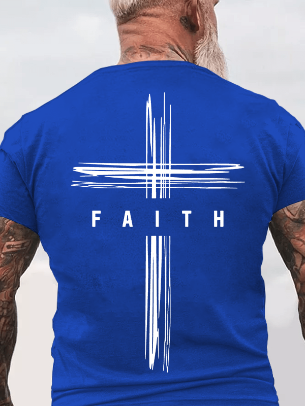 Faith Cross Jesus God Christian Cotton T-Shirt