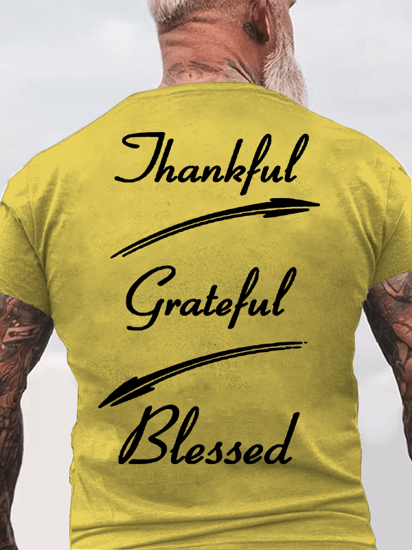 Thankful Grateful Blessed Jesus God Christian Cotton T-Shirt