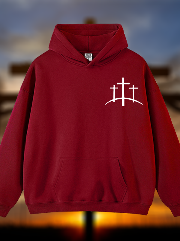 Cross Printed Jesus God Christian Plush Fleece-Lined Hoodie
