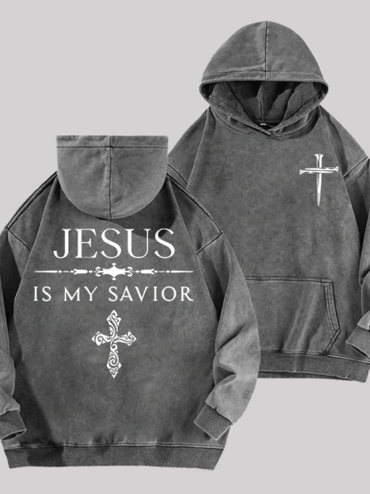 Jesus Is My Savior Jesus God Christian Washed Hoodie